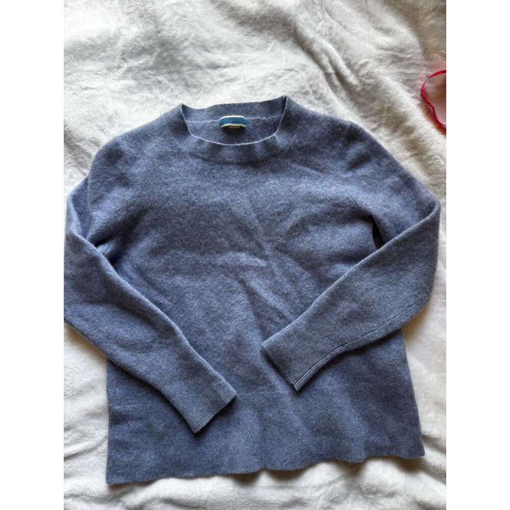 J Crew Womens S 100% Cashmere Sweater Blue Crewneck Long Sleeve Quiet Luxury